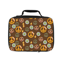 Boho Cream and Brown Peace Symbol Medley Lunch Bag! Free Shipping!!! Giftable!