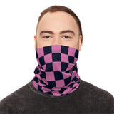 Black and Light Pink Plaid Lightweight Neck Gaiter! 4 Sizes Available! Free Shipping! UPF +50! Great For All Outdoor Sports!