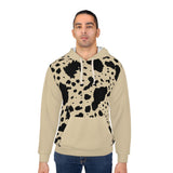 Cow Print and Cream Unisex Pullover Hoodie! All Over Print! New!!!