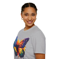 Spring Rainbow Butterfly Unisex Graphic Tees! Spring Vibes! All New Heather Colors!!! Free Shipping!!!