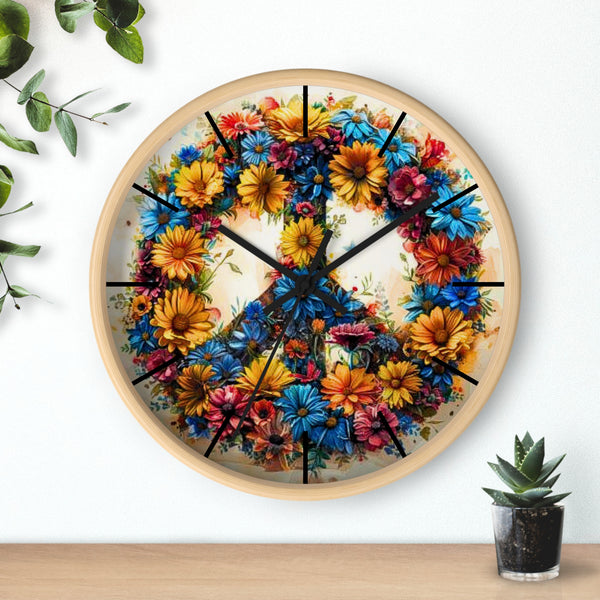 Floral Peace Sign in Vintage Print Wall Clock! Perfect For Gifting! Free Shipping!!! 3 Colors Available!