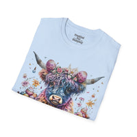 Easter Egg Highlander Cow With Egg Crown Unisex Graphic Tees! Spring Vibes! All New Heather Colors!!! Free Shipping!!!