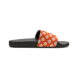Vibrant Orange Daisy Flower Print Summer Beach Slides, Women's PU Slide Sandals! Free Shipping!!!