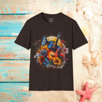 Butterfly Guitar Medley Western Blue Butterflies Unisex Graphic Tees! Spring Vibes! All New Heather Colors!!! Free Shipping!!!