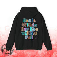 Blue, Beige, Lavender God is Within Her She Will Not Fall Psalms 46:5 Back Designs Unisex Heavy Blend Hooded Sweatshirt! Free Shipping!!!