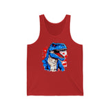 Red white and Blue T-Rex Independence Day Unisex Jersey Tank! Men's Activewear!