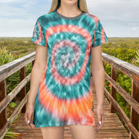 Paint The Town, Teal and Orange Fox Emblem Oversized Tee!! Great For Sleeping, Lounging, Swimming! Free Shipping!!!
