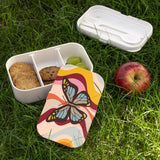 Groovy Butterfly Yellow and Burgundy Bento Lunch Box! Free Shipping!!! Great For Gifting! BPA Free!