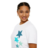 Blue Shooting Stars Unisex Graphic Tees! Summer Vibes! All New Heather Colors!!! Free Shipping!!!