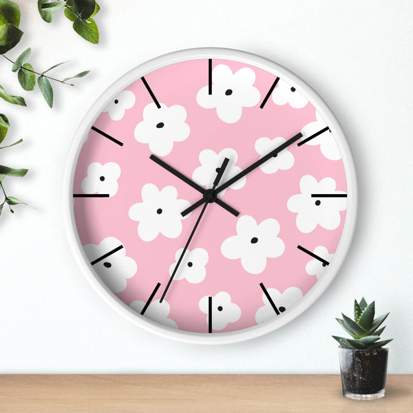 Retro Pastel Pink Florals Print Wall Clock! Perfect For Gifting! Free Shipping!!! 3 Colors Available!
