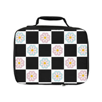 Retro Black Plaid Daisy Checkered Lunch Bag! Free Shipping!!! Giftable!