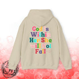 Pink Bubbly God is Within Her She Will Not Fall Psalms 46:5 Back Designs Unisex Heavy Blend Hooded Sweatshirt! Free Shipping!!!