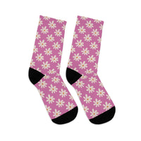 Light Pink Daisy Unisex Eco Friendly Recycled Poly Socks!!! Free Shipping!!! 58% Recycled Materials!