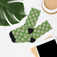 Light Green Daisy Unisex Eco Friendly Recycled Poly Socks!!! Free Shipping!!! 58% Recycled Materials!