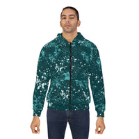 Teal Mineral Wash Unisex Full Zip Jacket! Polyester exterior, Fleece interior! Free Shipping!