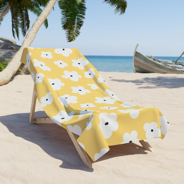 Pastel Yellow Hippie Flower 100 Percent Cotton Backing Beach Towel! Free Shipping!!! Gift to a Friend! Travel in Style!