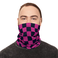 Black and Dark Pink Plaid Lightweight Neck Gaiter! 4 Sizes Available! Free Shipping! UPF +50! Great For All Outdoor Sports!