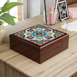 Coral Boho Dreams Jewelry Box! Ceramic Tile Top! Fast and Free Shipping!!!