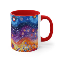 Boho Watercolor Waves Accent Coffee Mug, 11oz! Free Shipping! Great For Gifting! Lead and BPA Free!