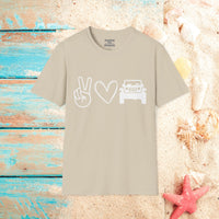 Peace, Love, All Terrain Adventure Unisex Graphic Tees! Summer Vibes! All New Heather Colors!!! Free Shipping!!!