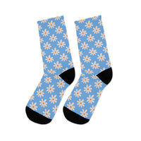 Dusty Blue Daisy Unisex Eco Friendly Recycled Poly Socks!!! Free Shipping!!! 58% Recycled Materials!
