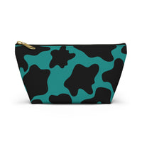 Teal Blue Cow Print Travel Accessory Pouch, Check Out My Matching Weekender Bag! Free Shipping!!!