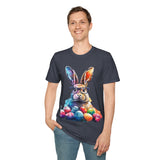 Easter Bunny Glasses With Eggs Unisex Graphic Tees! Spring Vibes! All New Heather Colors!!! Free Shipping!!!