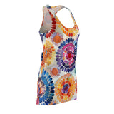 Boho Watercolor Tie Dye Spiral Women's Racerback Dress! Free Shipping! Sun Dress, Sleep Shirt, Swim Cover Up!