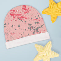 Pink Paint Splash Baby Beanie in Cursive! Free Shipping! Great for Gifting!