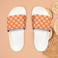 Dusty Orange Daisy Flower Print Summer Beach Slides, Women's PU Slide Sandals! Free Shipping!!!