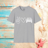 Peace, Love, All Terrain Adventure Unisex Graphic Tees! Summer Vibes! All New Heather Colors!!! Free Shipping!!!