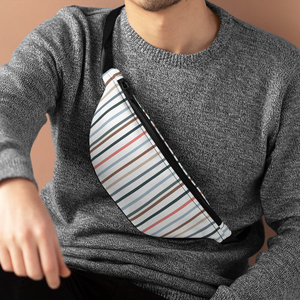 Boho Stripes in White Unisex Fanny Pack! Free Shipping! One Size Fits Most!