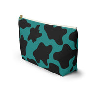 Teal Blue Cow Print Travel Accessory Pouch, Check Out My Matching Weekender Bag! Free Shipping!!!