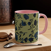Boho Green Florals Accent Coffee Mug, 11oz! Free Shipping! Great For Gifting! Lead and BPA Free!
