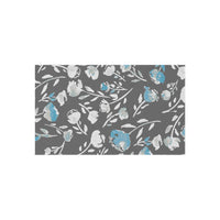 Boho Grey and Blue Floral Outdoor Rug! Chenille Fabric! Free Shipping!