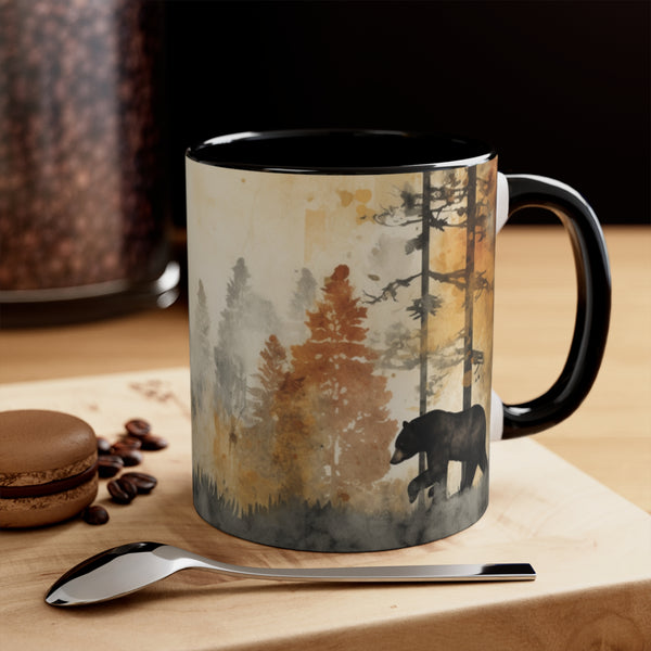 Acid Wash Black Bears Grey and Orange Autumn Accent Coffee Mug, 11oz! Multiple Colors Available! Fall Vibes!