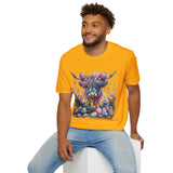 Easter Egg Highlander Cow With Egg Crown Unisex Graphic Tees! Spring Vibes! All New Heather Colors!!! Free Shipping!!!