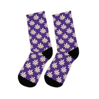 Dark Purple Daisy Unisex Eco Friendly Recycled Poly Socks!!! Free Shipping!!! 58% Recycled Materials!