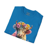 Easter Highlander Cow With Daisy Crown Unisex Graphic Tees! Spring Vibes! All New Heather Colors!!! Free Shipping!!!