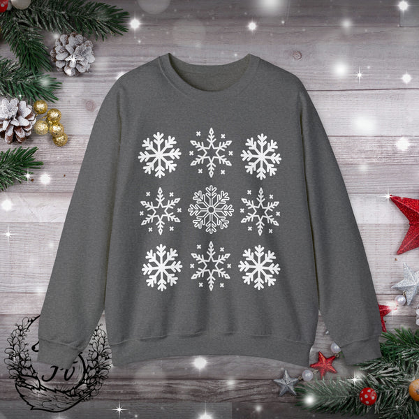 Snowflake Medley Christmas Unisex Heavy Blend Crewneck Sweatshirt! Winter Vibes!