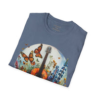 Butterfly Guitar Medley Western Lavender Butterflies Unisex Graphic Tees! Spring Vibes! All New Heather Colors!!! Free Shipping!!!