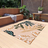 Boho Tropical Trees in Cream Outdoor Rug! Chenille Fabric! Free Shipping!