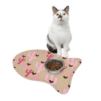 Brown and Beige Pink Cactus Chocolate Hearts Pet Feeding Mats! Dog and Cat Shapes! Foxy Pets! Free Shipping!!!