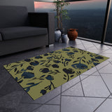 Green Rose Floral Outdoor Rug! Chenille Fabric! Free Shipping!