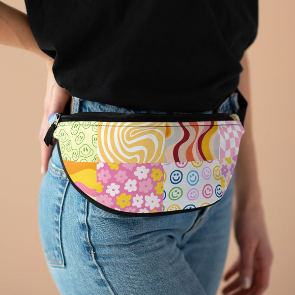 Retro Patchwork Smiley Quilt Unisex Fanny Pack! Free Shipping! One Size Fits Most!