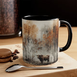 Western Inspired Ranch Life Highlander Cow Acid Wash Autumn Accent Coffee Mug, 11oz! Multiple Colors Available! Fall Vibes!