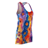 Boho Watercolor Daisy Drip Women's Racerback Dress! Free Shipping! Sun Dress, Sleep Shirt, Swim Cover Up!