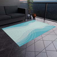 Blue Waves Non Slip Outdoor Rug! Chenille Fabric! Free Shipping!