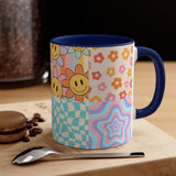 Retro Smiley Patchwork Quilt Accent Coffee Mug, 11oz! Free Shipping! Great For Gifting! Lead and BPA Free!