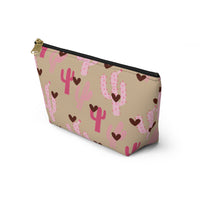 Cream Brown Pink Cactus Travel Accessory Pouch, Check Out My Matching Weekender Bag! Free Shipping!!!